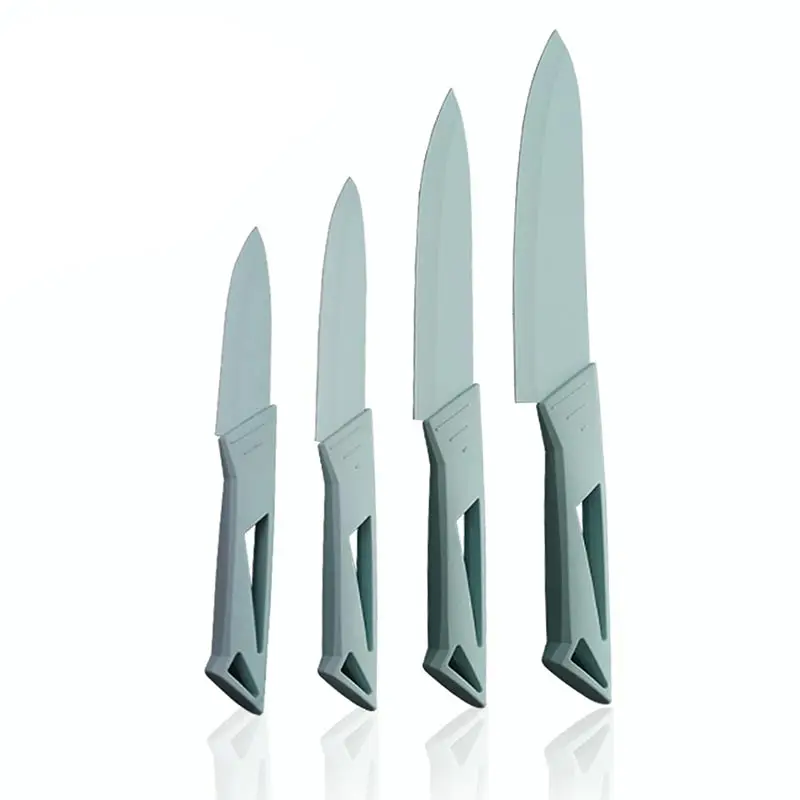 
Factory Wholesale Unique Design Multi Colorful Non-Stick Coating Blade Kitchen Knife Knifes Knives Set with Plastic Handle 