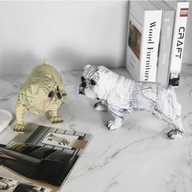 
Nordic Cartoon Animal Design Style Newspaper Shapi Dog Ornaments Resin Crafts Home Decor 