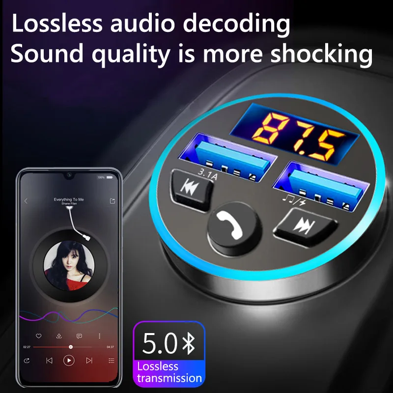 Usb Flash Drive Play 3.1A Dual Usb Fast Charging Handsfree Car Kit Stereo FM Transmitter Car Mp3 Player