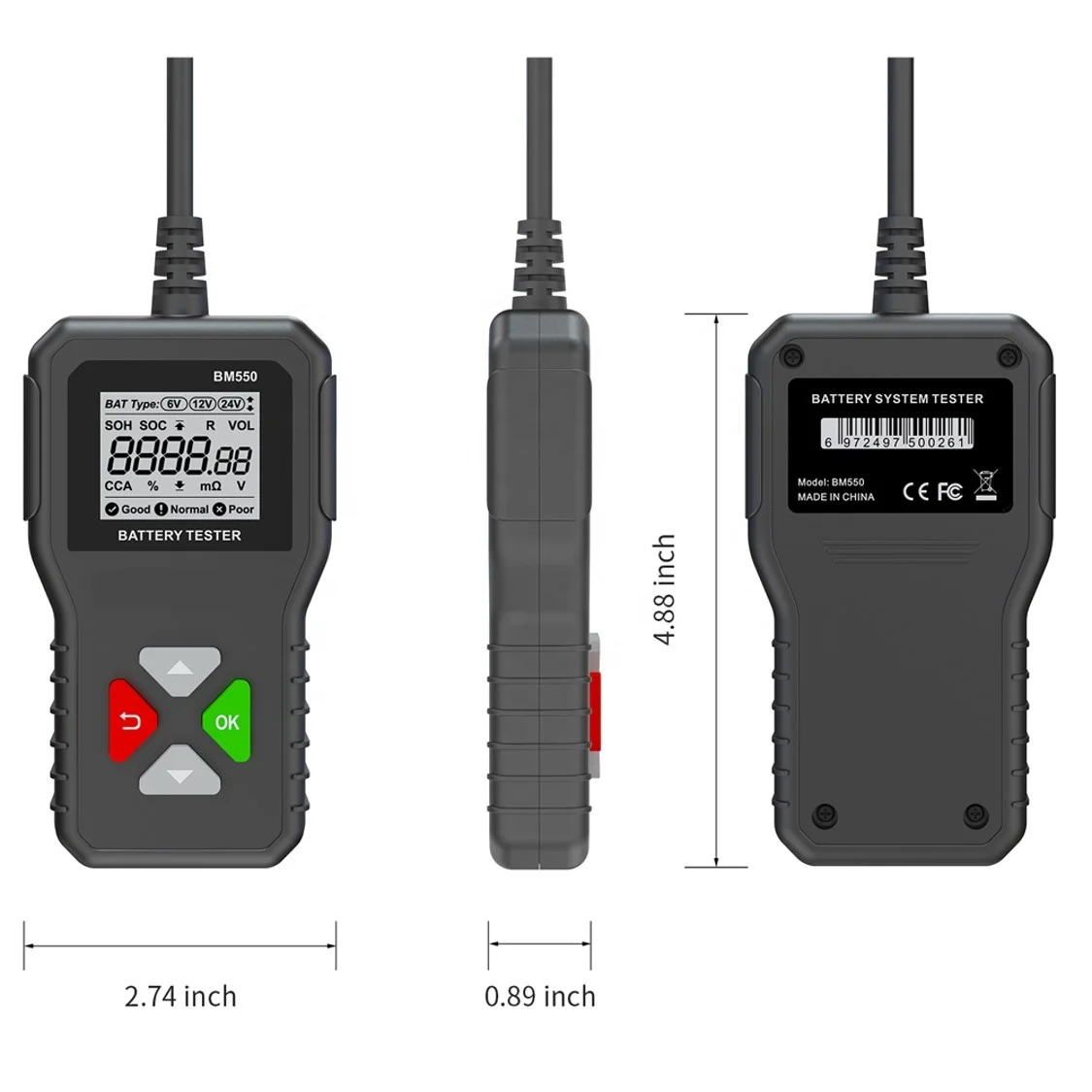 Automotive Test Battery Tester Tools KINGBOLEN BM580 Car Health Exam Reversible Access Clip Voltmeter For Moto W650 KW208 BST360