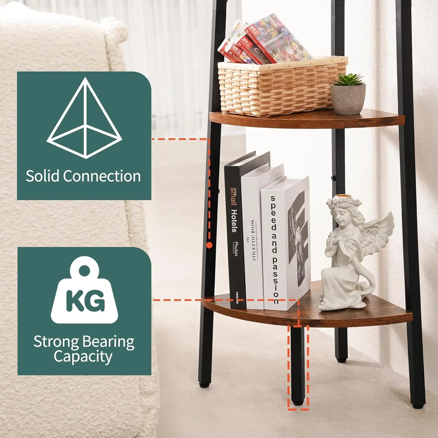Customized solid wood floor to ceiling storage rack  suitable for living rooms      and study rooms