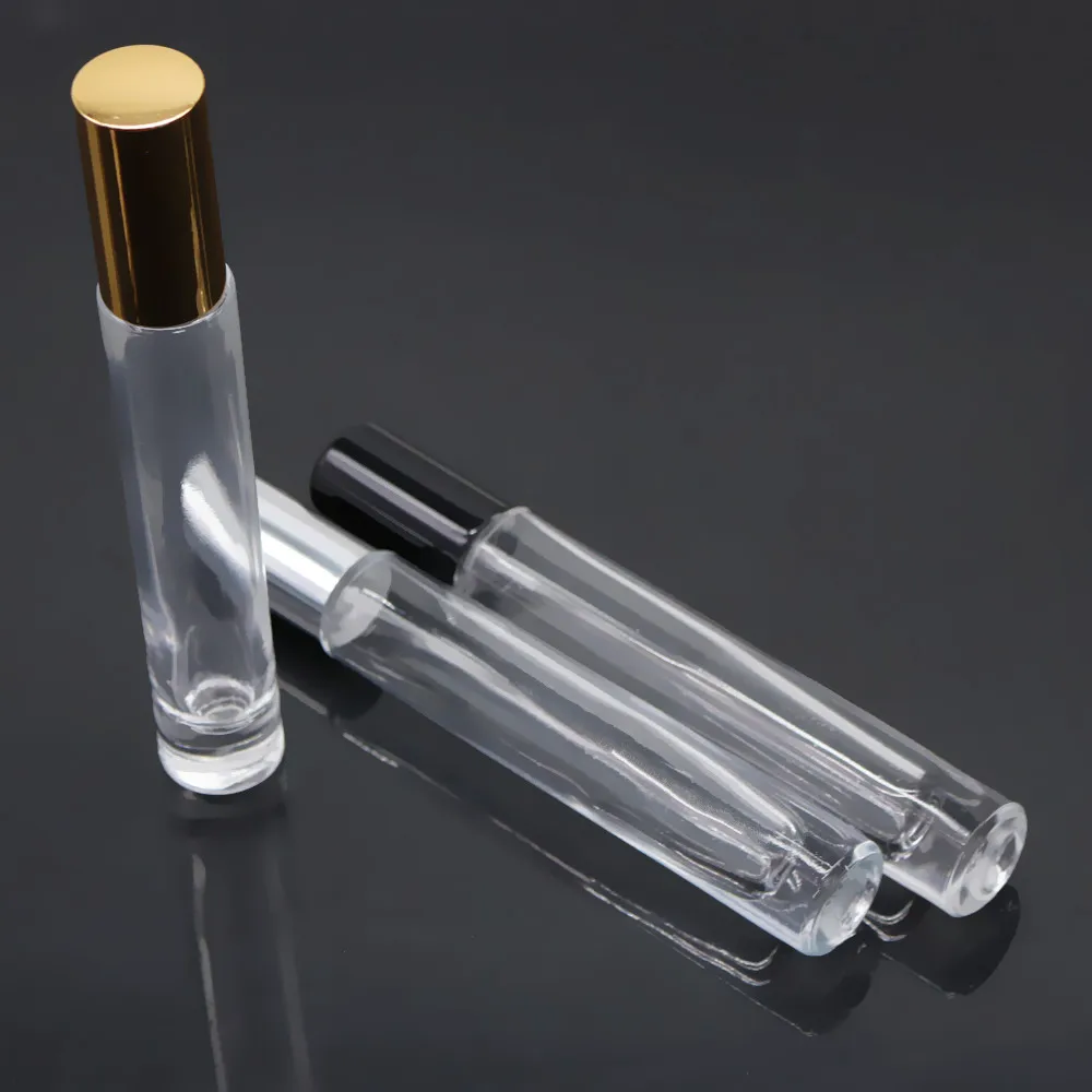 Thick Bottom Clear 10ml Glass Roll On Bottles With Steel Roller Ball Essential Oil Perfume Glass Bottle