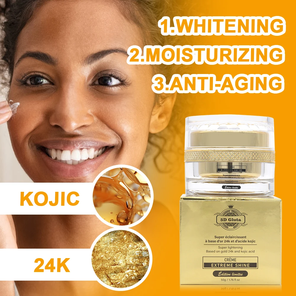 5D Gluta 24K Kojic acid super lightening ecat skincare set pigment spot corrector body cream lait du corp essence diamond soap