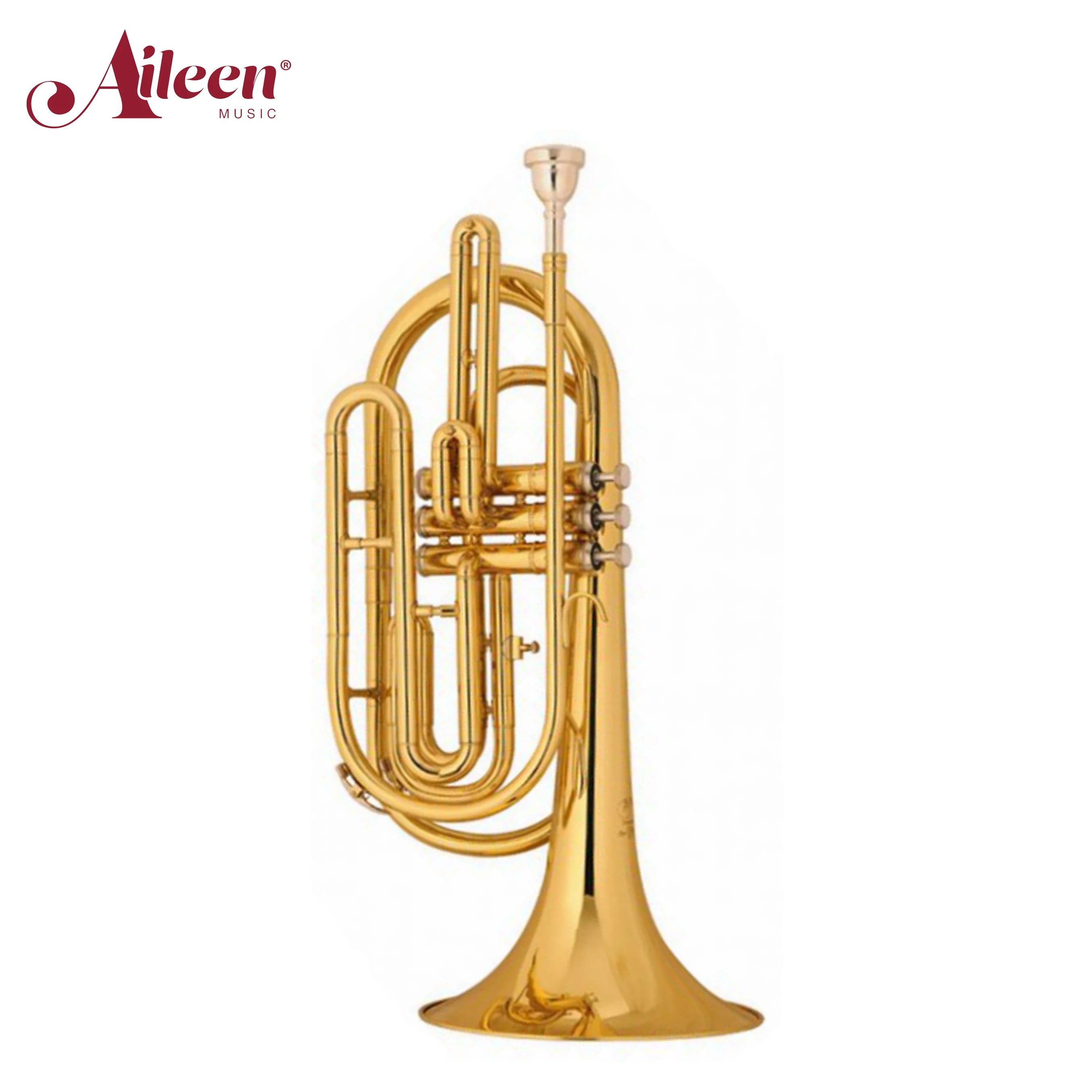  Aileenmusic горячая Распродажа ключ bB 3 поршни Золотой лакированный походный тромбон