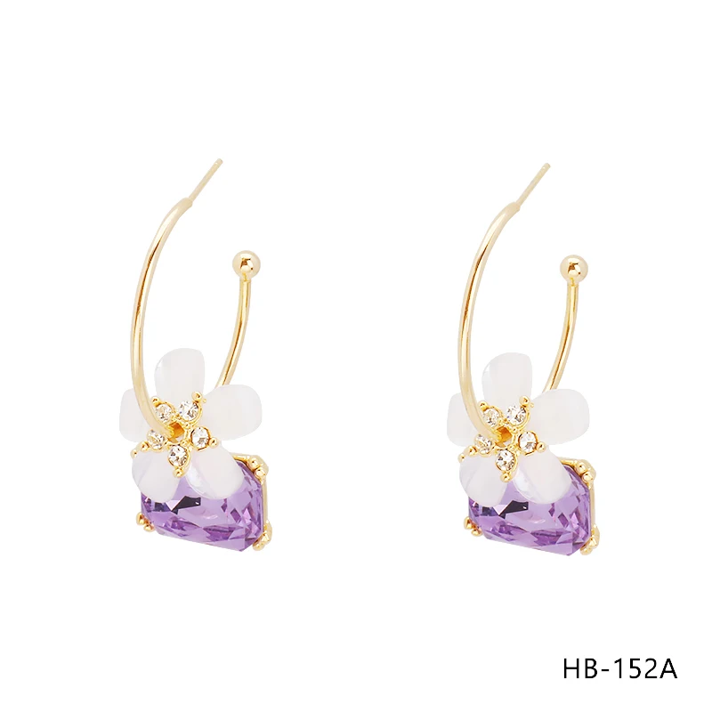 JXX HB-152A Ladies Sweet Big Zircon Diamond With Flower Stud Earrings 925 Silver 18 Plated Earrings for Gift for Party