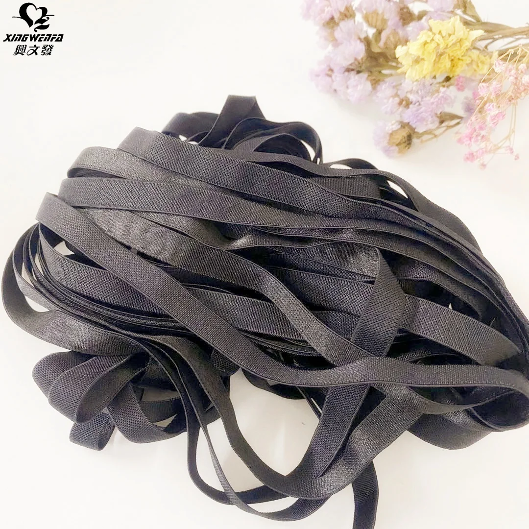 Underwear accessories 10mm non velvet back soft nylon bra flat strap black high quality nylon elastic bra strap