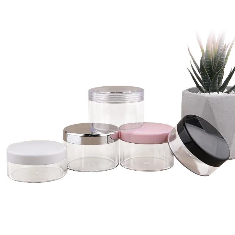 30 50g Luxury Plastic Loose Powder Containers Empty Cosmetic Glitter Shape Nail Jar With Black White Pink Aluminum Lid