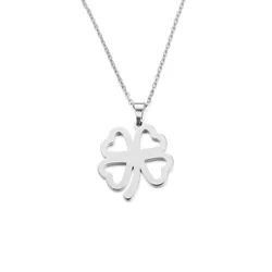 2022 Hot Selling Wholesale Jewelry Custom 18K PVD Gold Plated Stainless Steel Plain Lucky Four-Leaf Clover Necklace