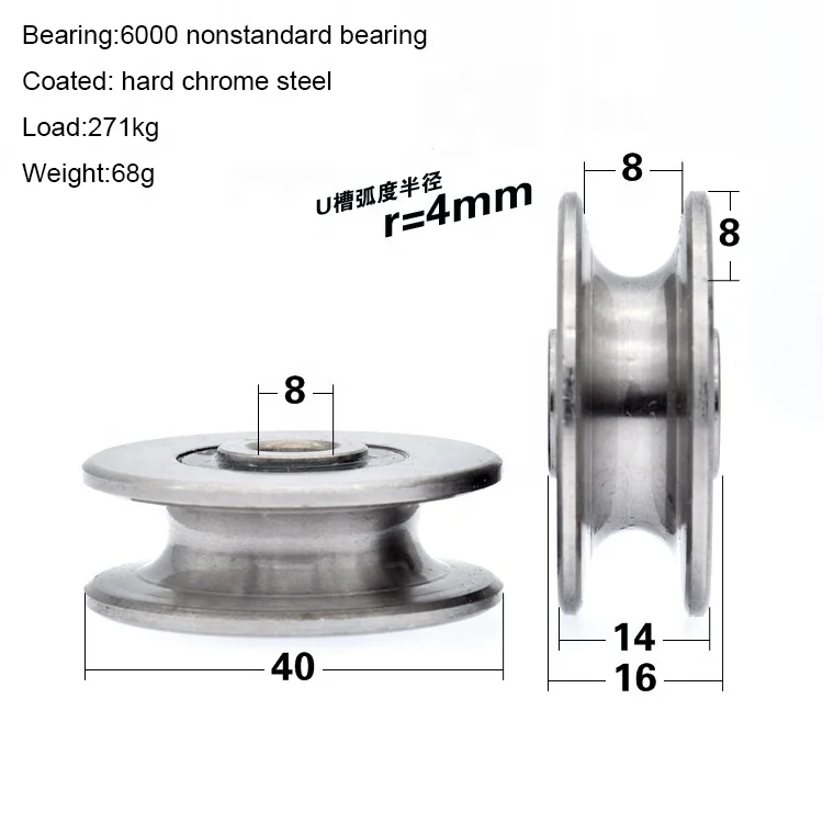 U groove steel wheel 10*40*14mm  8*40*14mm track steel guide wheel with good quality