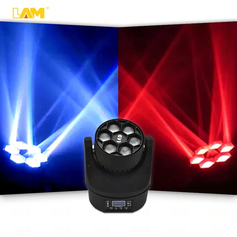 Hot Sale Mini Bee Eye 6x15W RGBW 4in1 Led Beam Wash Moving Head Light 6led 15W Professional Stage Lighting Equipment for Disco