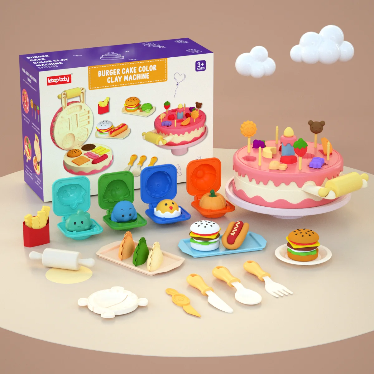 2022 new educational toy cake playdough/slime kits pretend play diy birthday gift playdough for kids