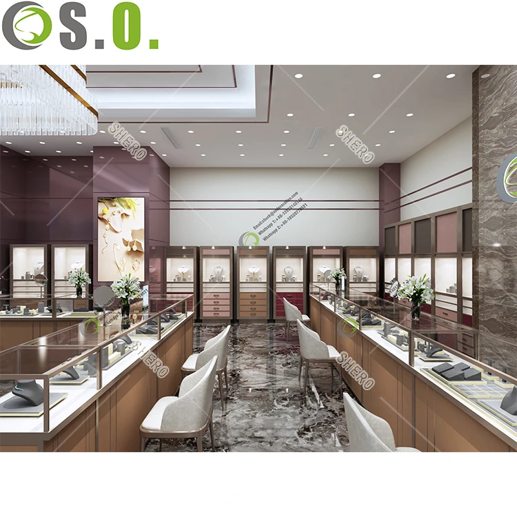 Latest design jewellery shop interior decoration with custom jewelry showcase