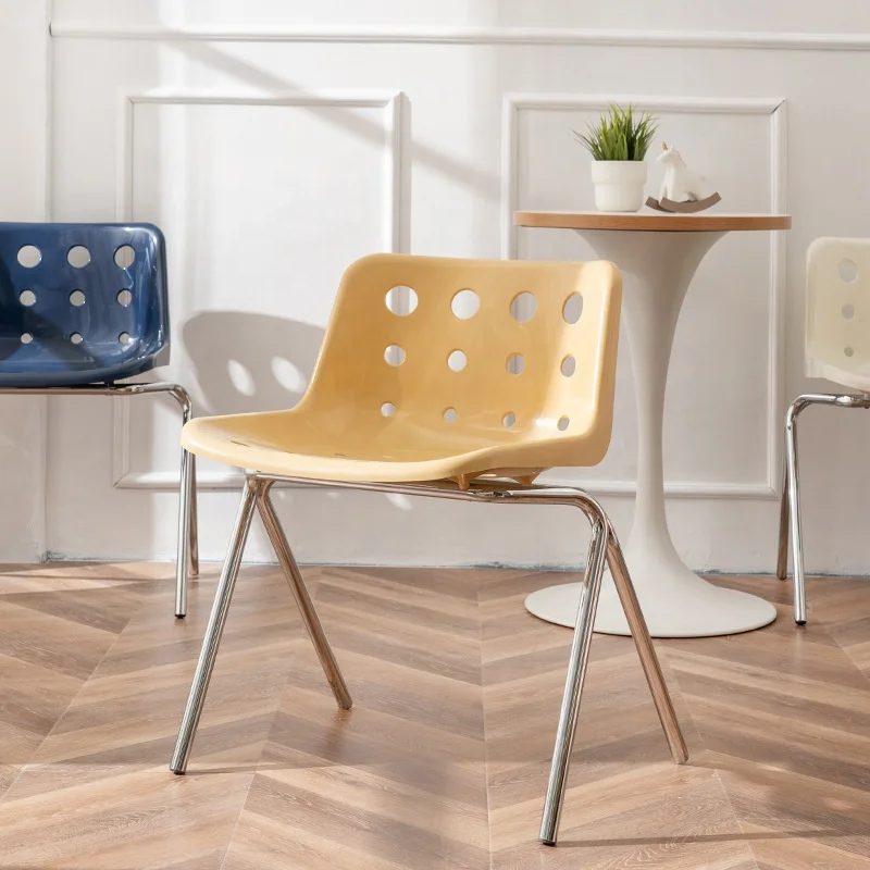AIRFFY OEM/ODM Wholesale Design Modern Solid Plastic Dining Chair Armless Metallic Frame Chair Nordic Dining Room Chair