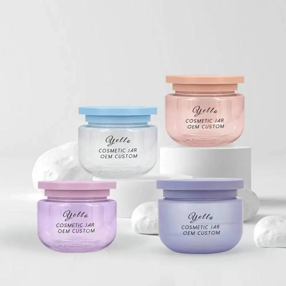 250g Boston Round Plastic Cosmetic Jars Pet Cosmetic Jar Container Luxury Cosmetic Jars