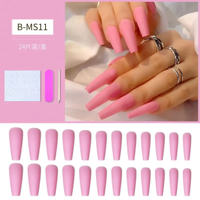 Wholesale tip nail Multicolor Reusable ABS Acrylic Hand Made long Plain Red Extendo Press On Nails