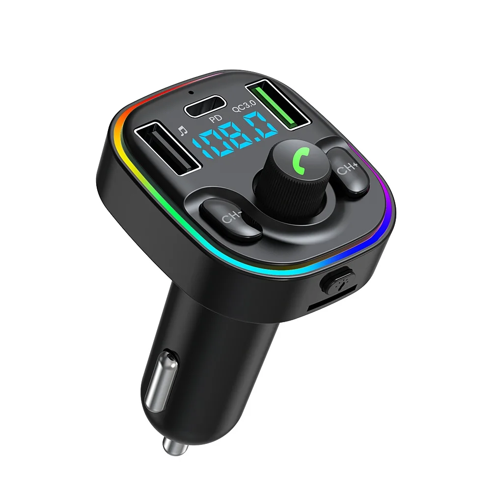 7-Color TF Dual USB Car Charger Audio MP3 Player Kit Wireless Bluetooth FM Transmitter Portable Stereo QC Fast Charging