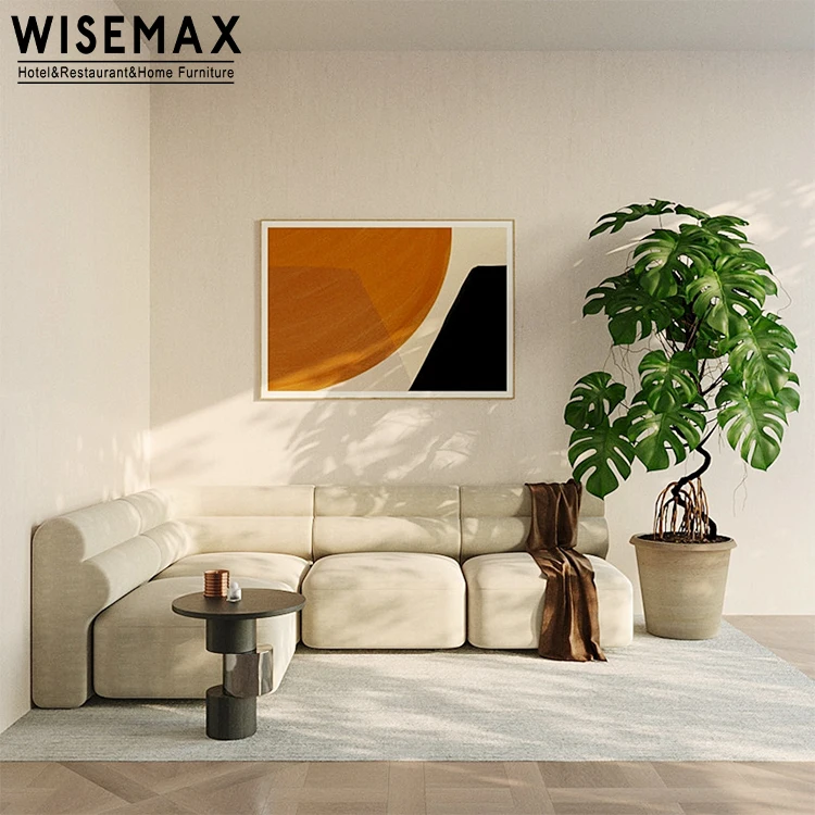 WISEMAX FURNITURE Italian modular sectional sofas velvet fabric big size corner legless leisure sofa couch 7 seater sofa set