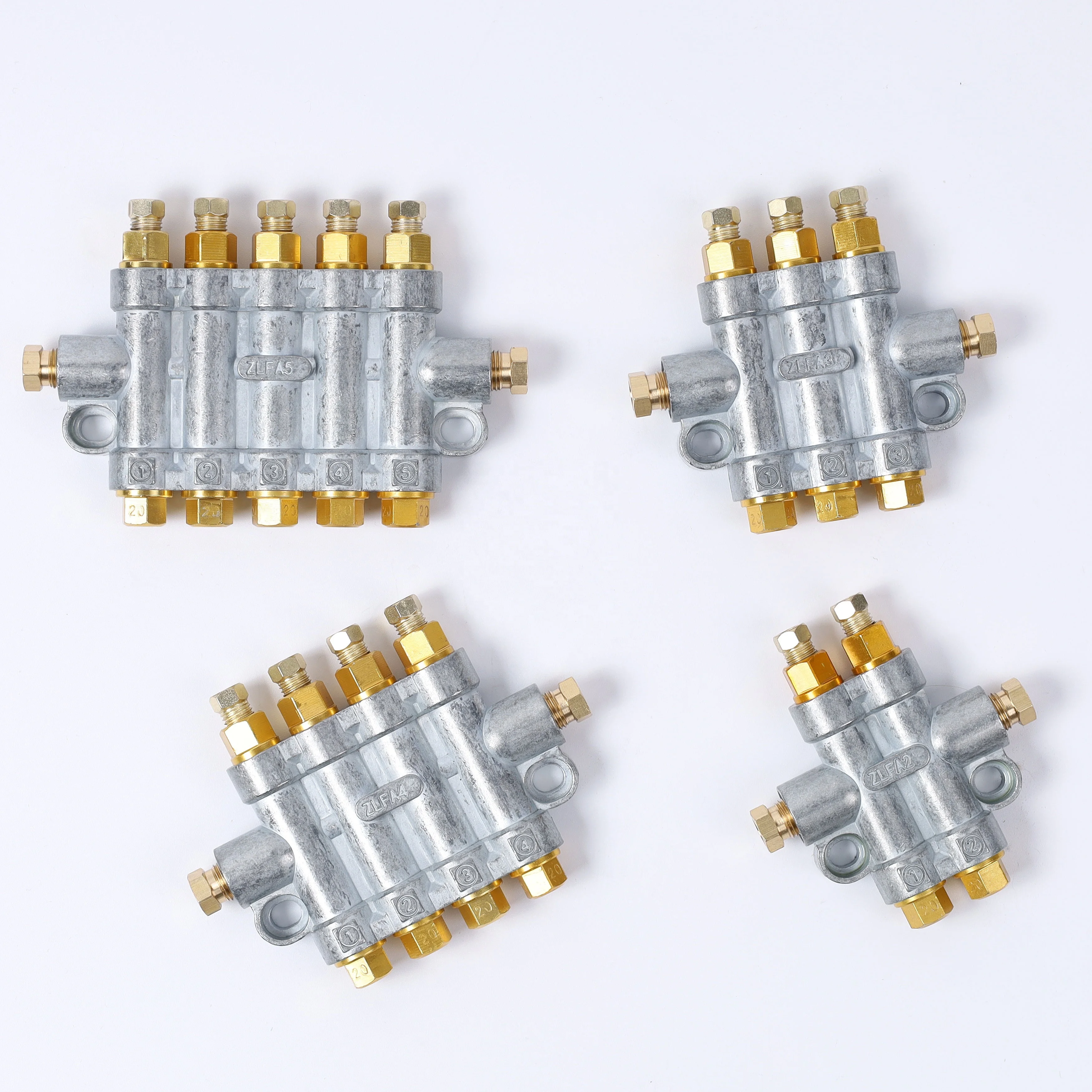 Customized  ZLFA 2/3/4/5Ways Volumetric Grease Distributor Or Metering Devices Manifold Block For Lubrication System/CNC Machine