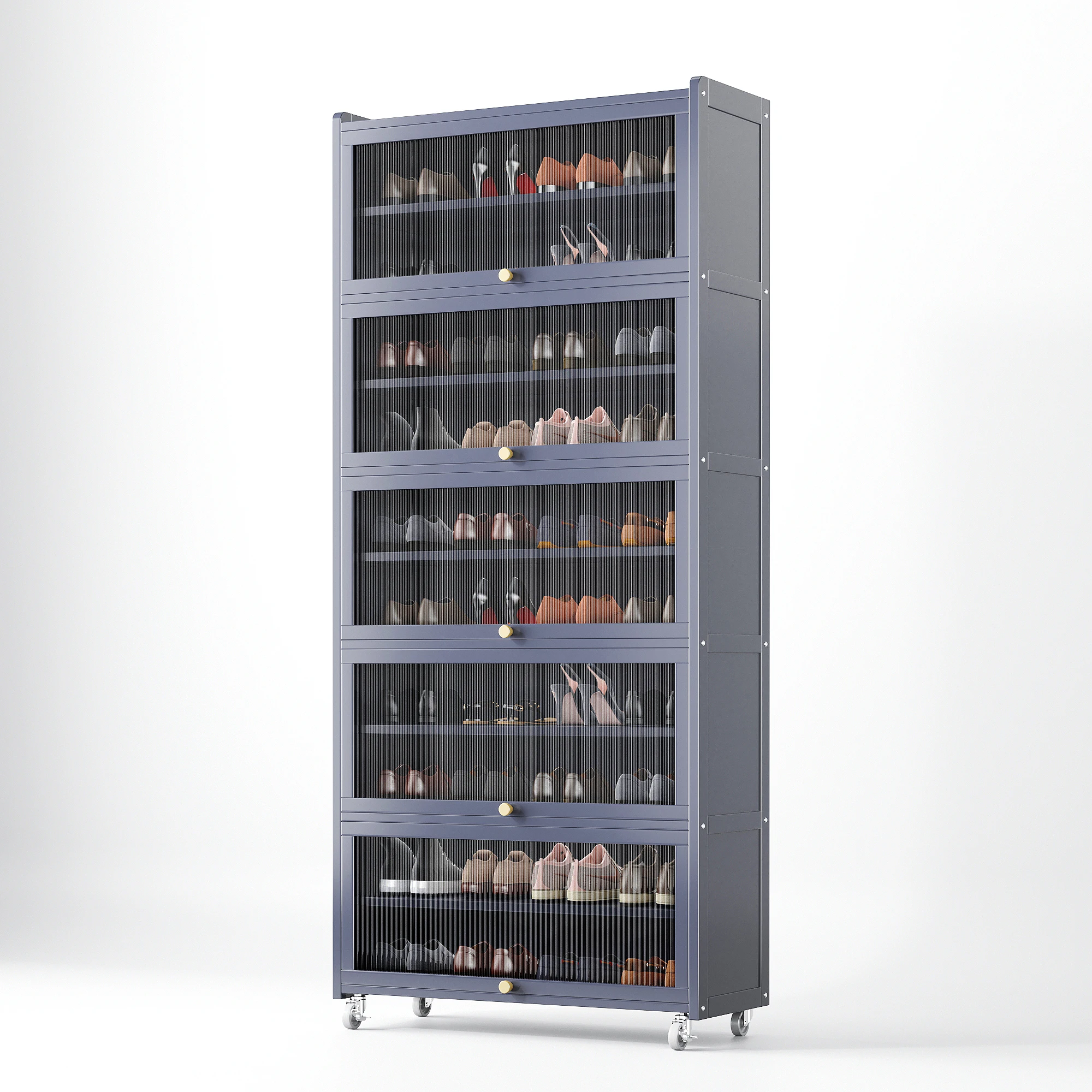 Custom Modern Carbon Steel Shoe Rack Source Factory Living Room Storage Organizer MDF Wood Style Stackable Shoe Cabinet Home Use