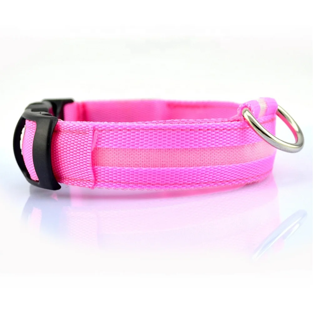 Dog Nylon Pet Collar Night Safety Flashing Glow Custom Fluorescent LED flashing Collars