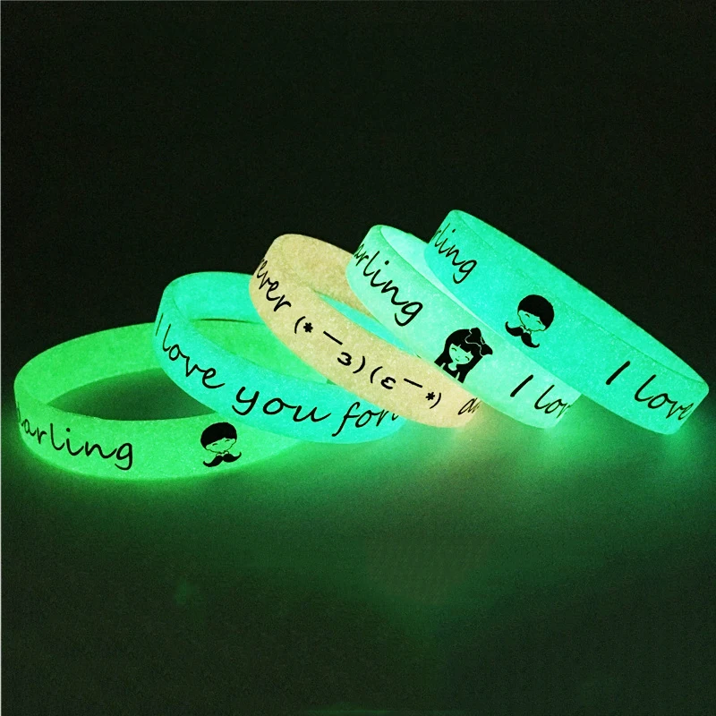 Custom Logo Personalized Silicone Wristband Holiday Gift Solid Black Glowing Silicone Wristband