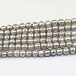 Wholesale freshwater pearls 5-6mm best grade silver color near round  cultured pearl necklace strand