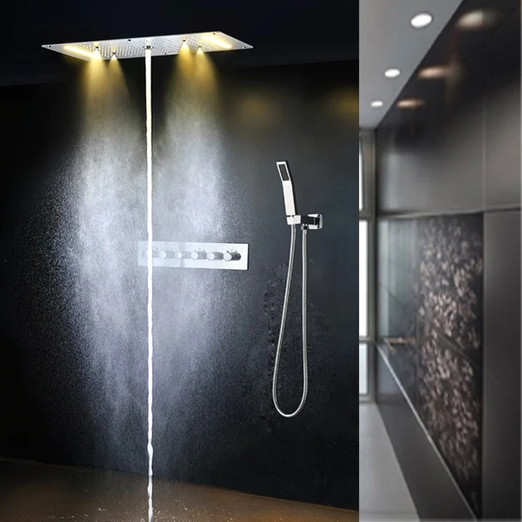 Shower Panel multi function Stainless Steel LED Rainfall Shower Set Massage System Faucet polish bathtub Shower Column