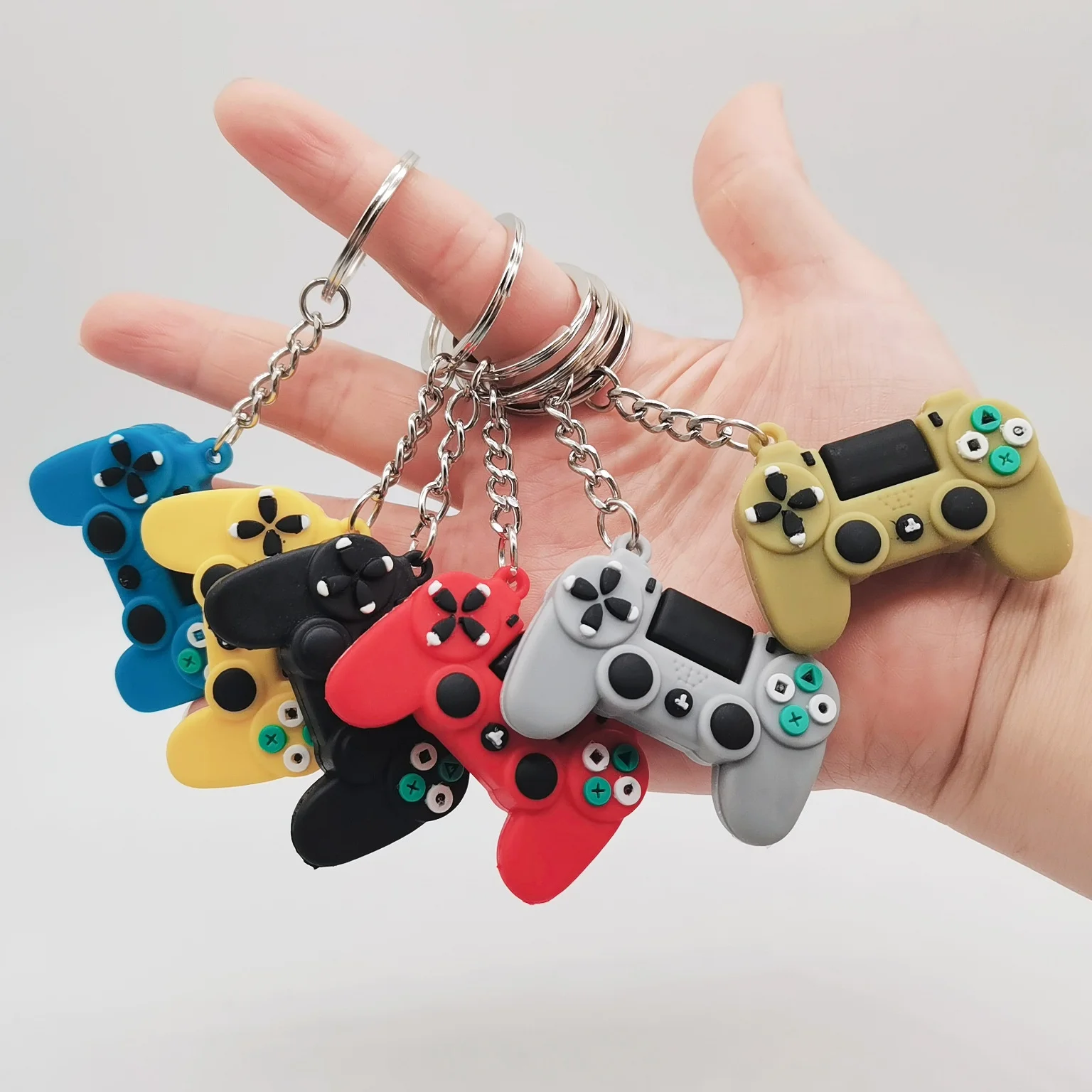 PPH-0022PVC Game Machine Keychain & Keyring Cute Gamepad Joystick Key Chain PS4 Game Console Jewelry Bag Car Hanging Accessories