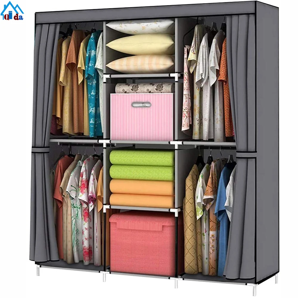 Assemble plastic portable wardrobe closet with 8 designs Monkey Cartoon door