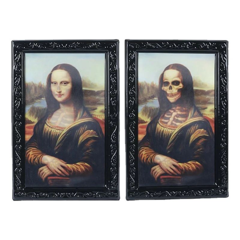 Монралиса на Хэллоуин 3D портрет ужасов со сменным лицом украшение страха с привидениями для Хэллоуина домашний декор