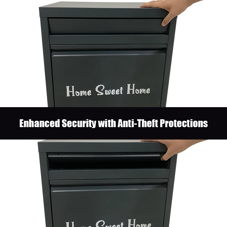 JH-Mech Box Black Parcel Mailbox Garden Highly Durable Strong Waterproof Outdoor Large Capacity Steel Storage Parcel Mailbox