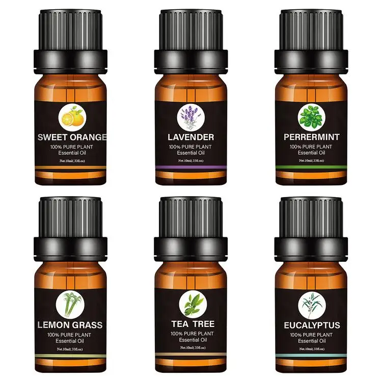
6PCS 10ML Pure Essential Oil Set No additives Fragrance Oil Aromatherapy Essential Oil Set 6PIC IN 1 Lavender 10ML 6pcs 