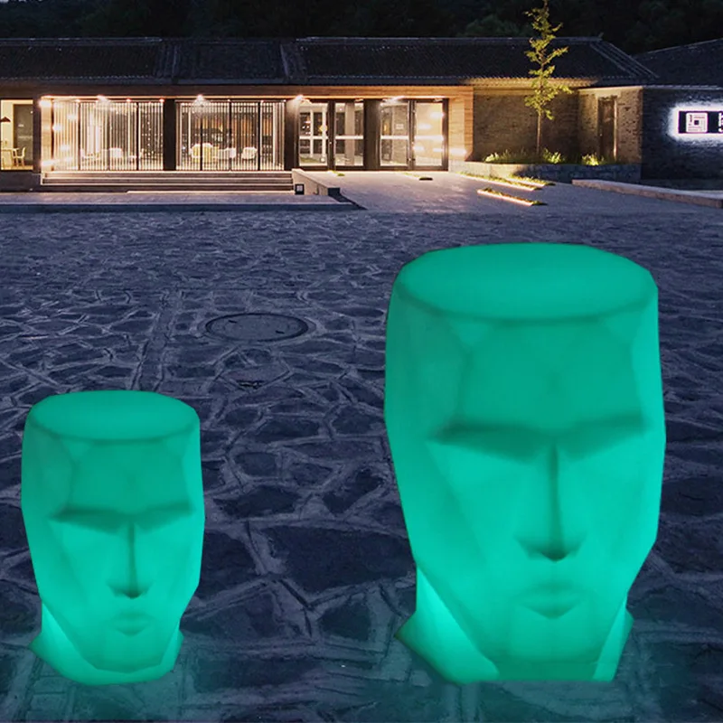 Cheap Plastic tables Creative Led Light up Moulded Event Furniture Head Shaped Adan Coffee Bar Table
