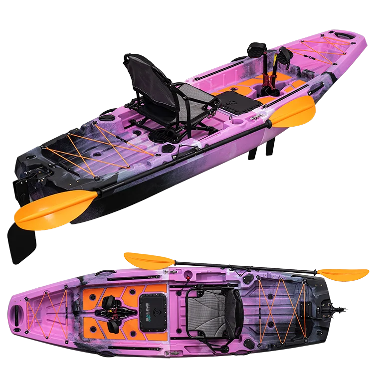 10FT 2 Section 1 Person Modular Kayak Cheap Travel 3m  Detachable Pedal Drive Fishing Sit-On-Top Plastic Canoe Water Sports