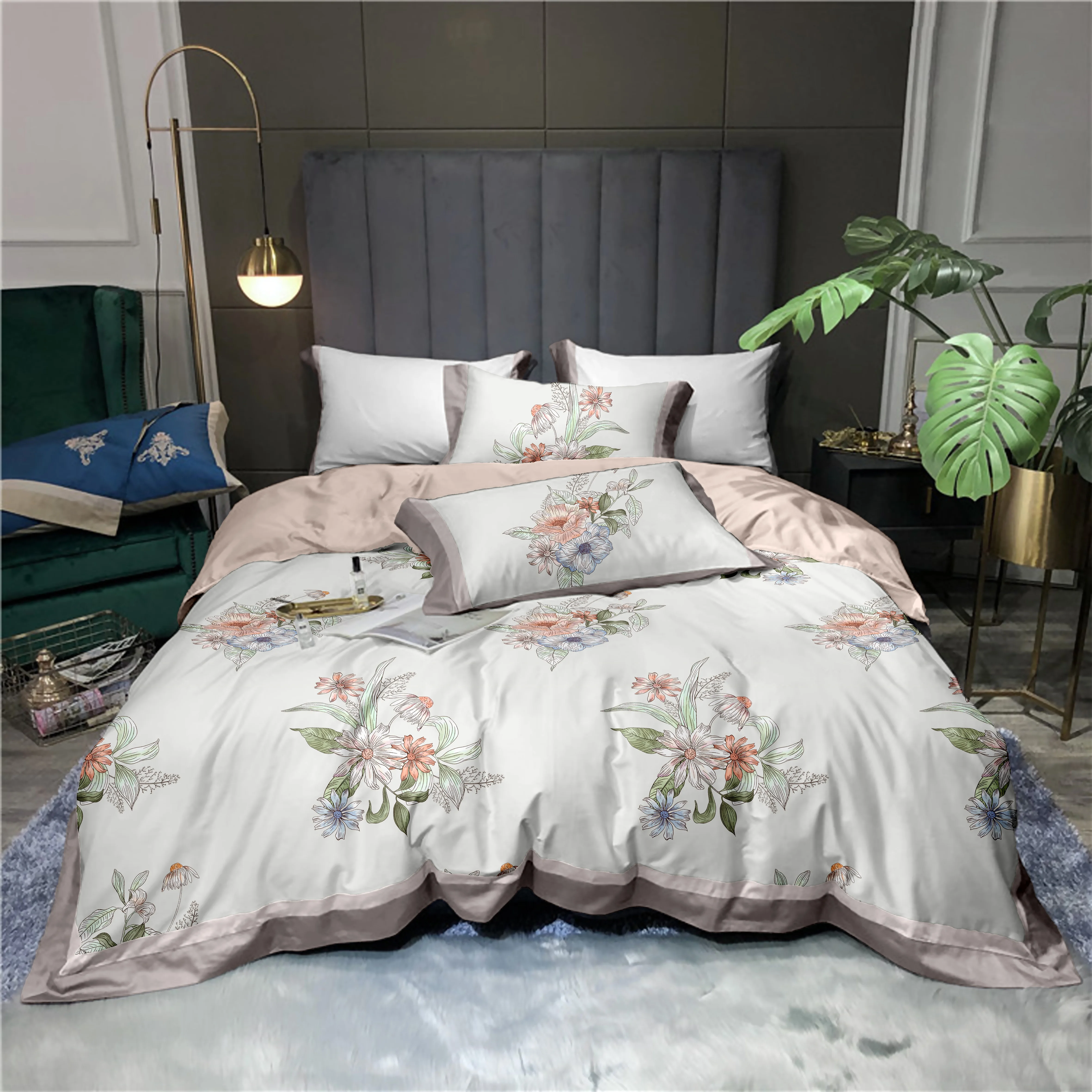 Final celar out home textile cotton satin comforter set bedsheet set