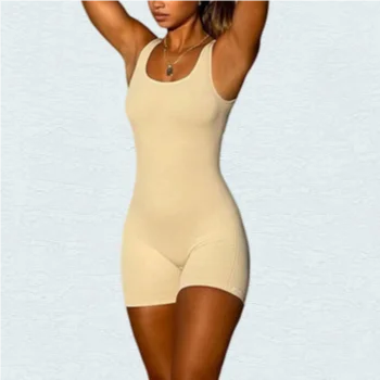 Spaghetti Strap Tummy Control Shapewear Full Slip Women Slimming Body Shapers U Plunge Backless Bodysuits with Built-In Bras