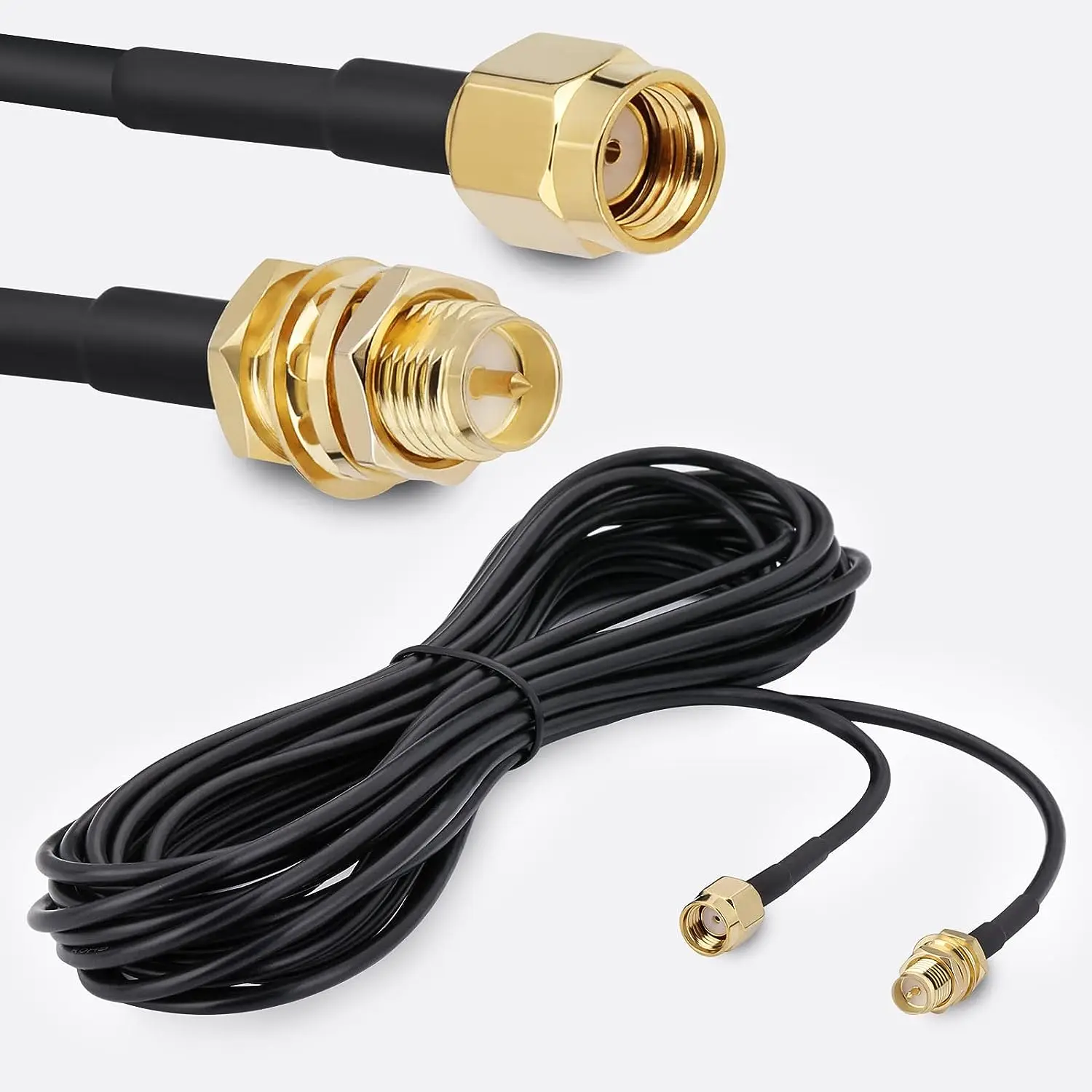 WiFi Antenna Extension Cable RP-SMA Male to RP-SMA Female Bulkhead Mount Connectors Ideal for Wireless LAN Router,