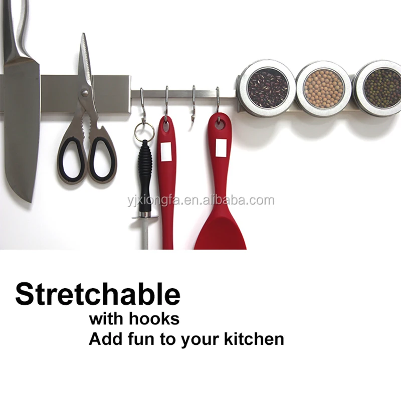 Stretchable Strong Magnet 16 inch  Stainless Steel magnetic knife rack magnetic holder for knives