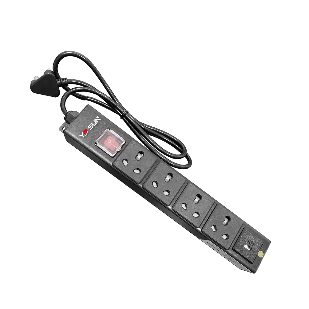 Корпус из алюминиевого сплава, индийские БРП розетка 6 / 16A 4 подъездных путей, outelts Индия БРП Розетка с USB и типа C