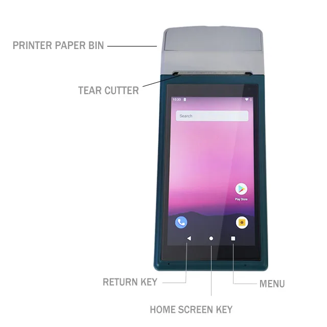 POS портативный терминал смартфон с NFC и термометкой принтер штрих-кодов беспроводной Android мобильный POS-машина