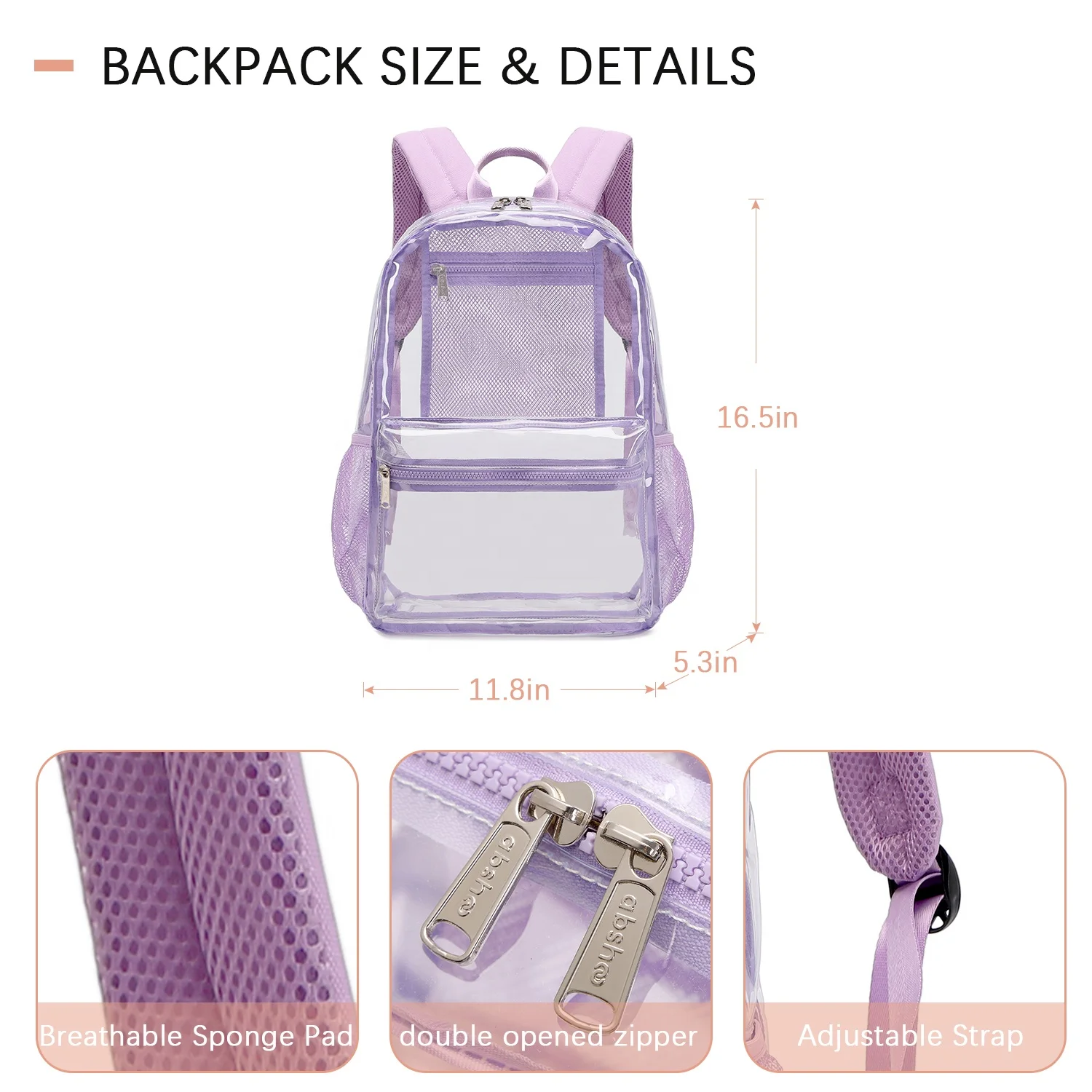Custom High Quality Transparent School Backpack Women Men Travel Backpack Bag PVC TPU Backpack Kids Clear Bag Stadium Approved