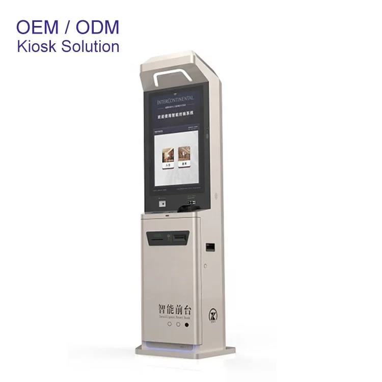 23.6 Inch Check in Hotel  Kiosk  RFID Room Card  Dispenser ID Passport  PAX  Payment Terminal Kiosk