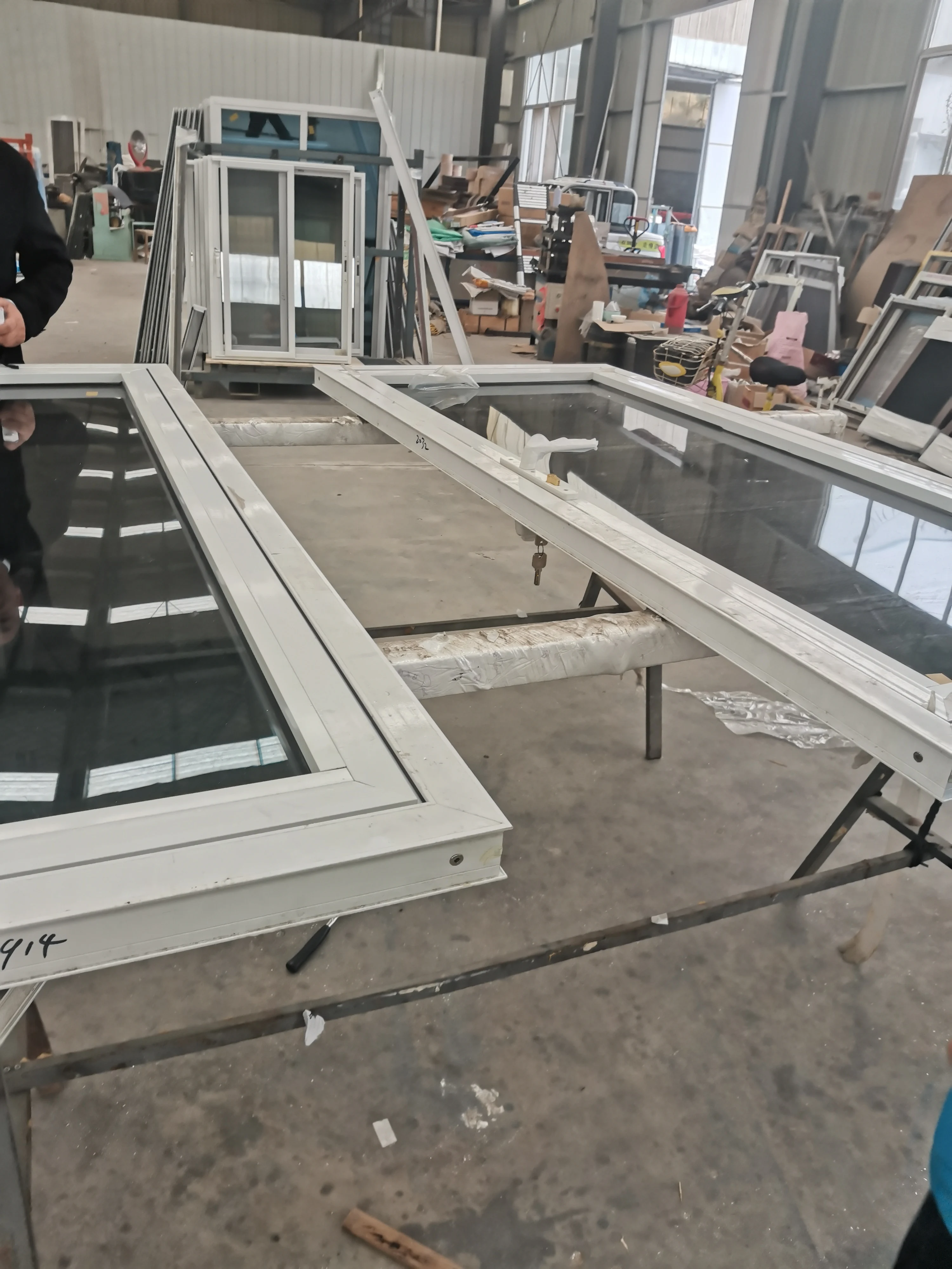 Modern style hurricane impact aluminum doors and windows with grey reflective glass for house