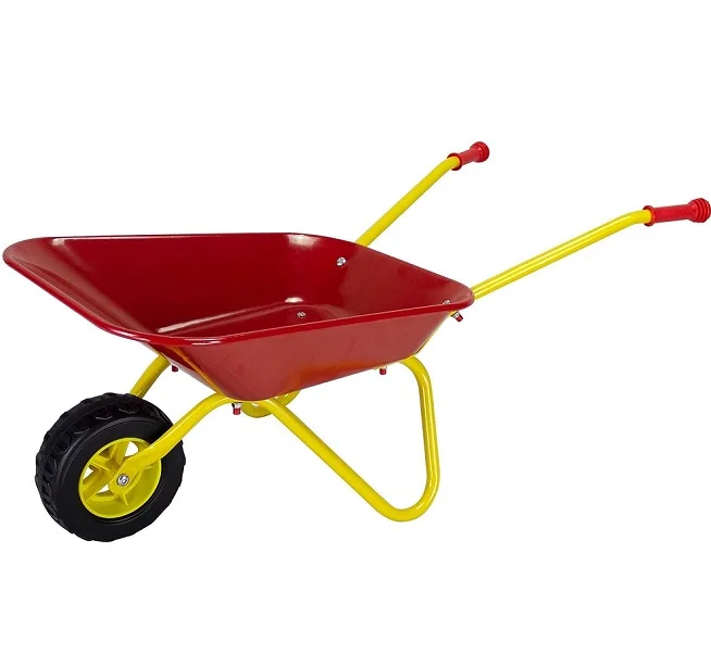 Kids Wheelbarrow Outdoor Kids Toy Wheelbarrow Steel Tray Rubber Hand Grip Durable Metal Child Barrow Toddler Garden Wheel Barrel