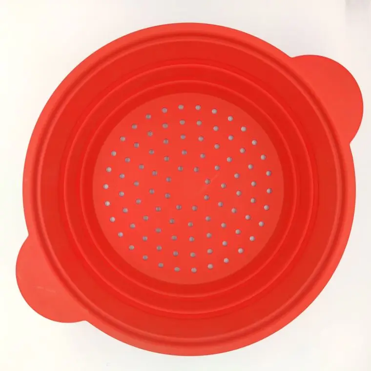 Silicone + hardware Circle Food Grade Convenient Outdoor Camping Baking Collapsible Silicone Steam disk