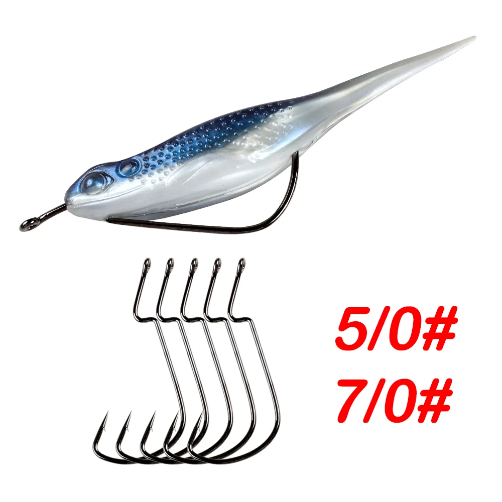 JOHNCOO 5/0 7/0 High Carbon Steel Wide Sharp Soft Worm Hook Jig Crank Offset Hooks For Soft Fishing Lures Bass Barbed Fishhook