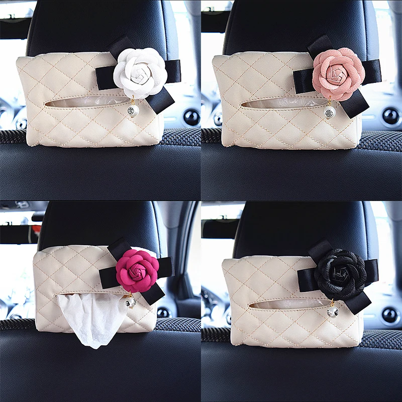 
Hot Car Tissue Boxes with Disposable Napkins Tissue Boxes Car Assessoires Door Napkins for Table Room Decoration with Flower 