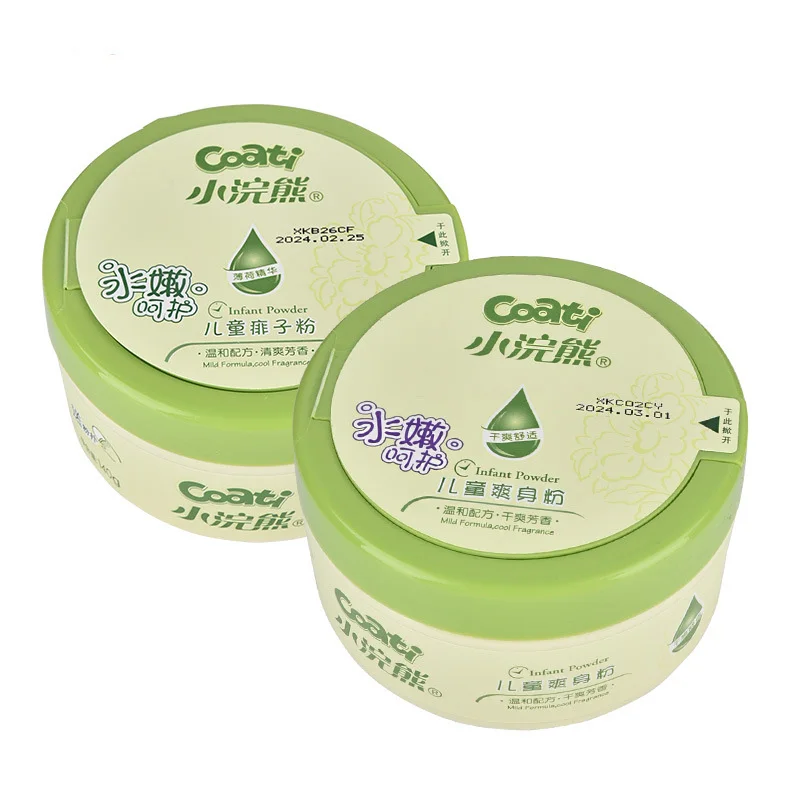 140 г детская пудра енота, детская пудра с колючим подогревом, детский Тонер, мягкая формула, сухая ароматная пуховка с откидывающейся пудрой