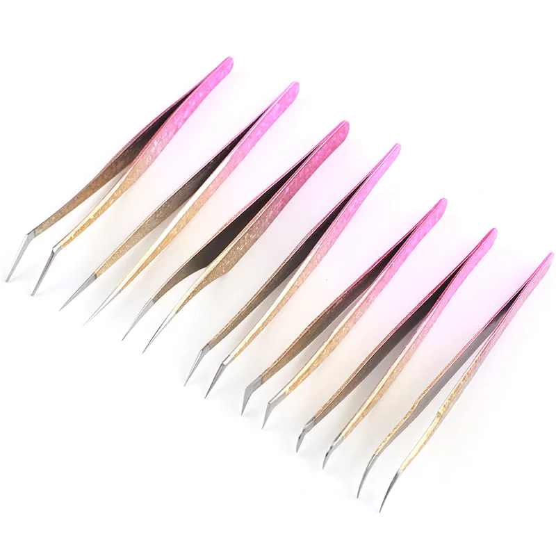 wholesale Ice Flower Anti-static 3D Accurate Eyebrow Grafting False Lashes Extension Supplies Pincer Clip Tweezers Tools