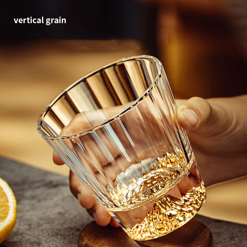 Golden Iceberg Vertical Stripe Crystal Glass Wine Glass Whisky Glass 280ml
